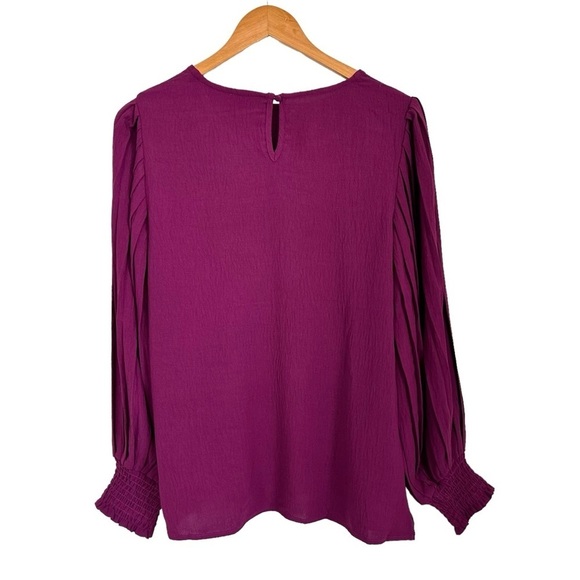 Oddy Womens Pleated Long Sleeve Blouse Top Size Small Purple Oversized - Picture 2 of 7